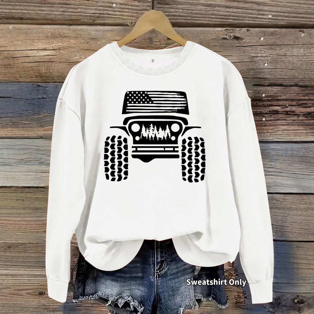Printed loose velvet sweatshirt