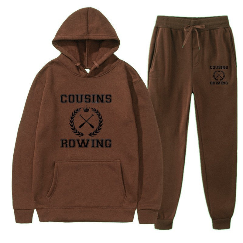 Loose Hooded Sweatshirt and Cuffed Pants Set