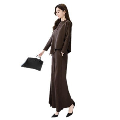 Professional Suit Wide-Leg Pants Youthful Slimming Stylish Fashionable Lady Two-Piece Set Women Casual Trendy Spring Autumn