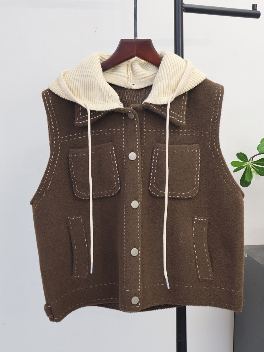Loose sleeveless sweater vest for women
