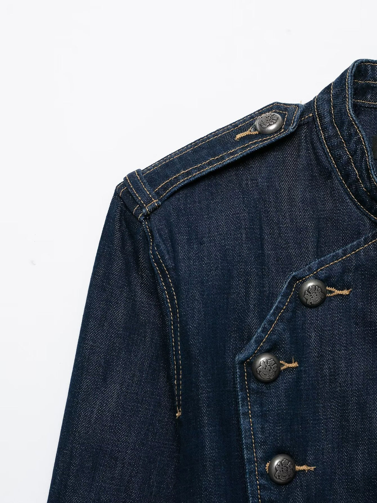 Button embellished denim jacket