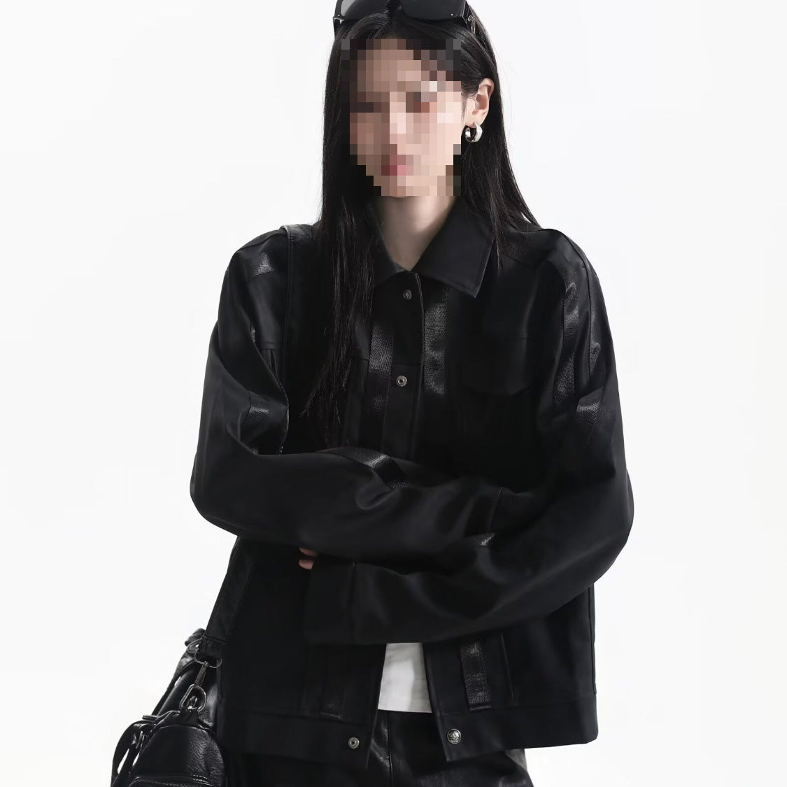 Retro Casual Solid Color Long Sleeve Lapel Loose Leather Jacket