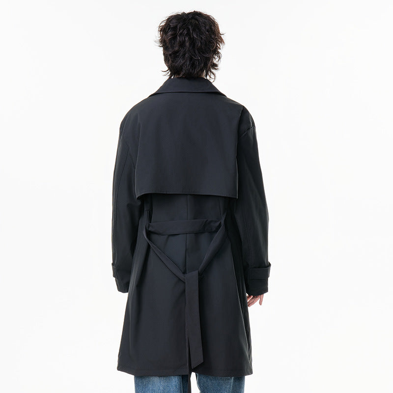Double-Breasted Mid-Length Loose Men's Trench Coat